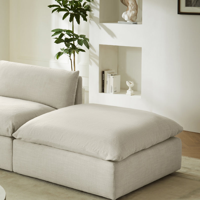 Annabella 41" Upholstered Ottoman, Effie Linen Performance Weave