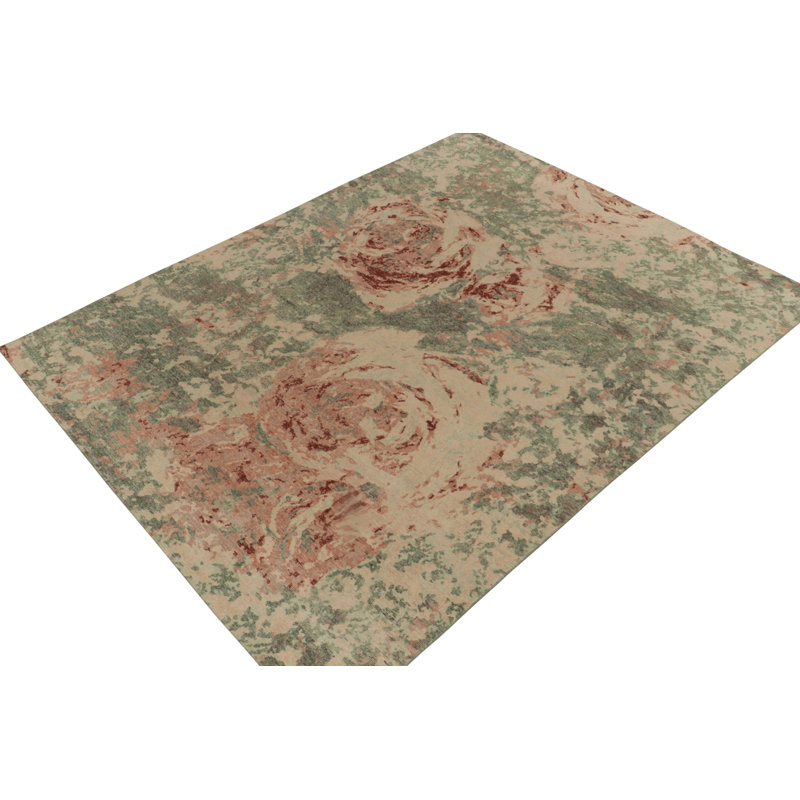 Distressed Homage Hand Knotted Wool Geometric Area Rug, Rectangle 9' x 12'