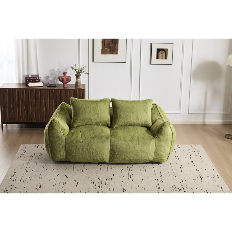Fauteuil à billes ultra doux et moelleux, pour adultes, mousse viscoélastique déchiquetée à haute densité, fauteuil de lecture confortable, convient à un salon d'intérieur géant sans assemblage, fausse fourrure de qualité, rembourré de mousse
