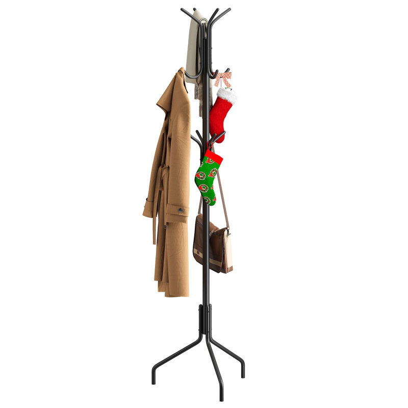 Freestanding Metal Coat Rack And Hat Hanger, Standing Coat Tree Organizer, Black