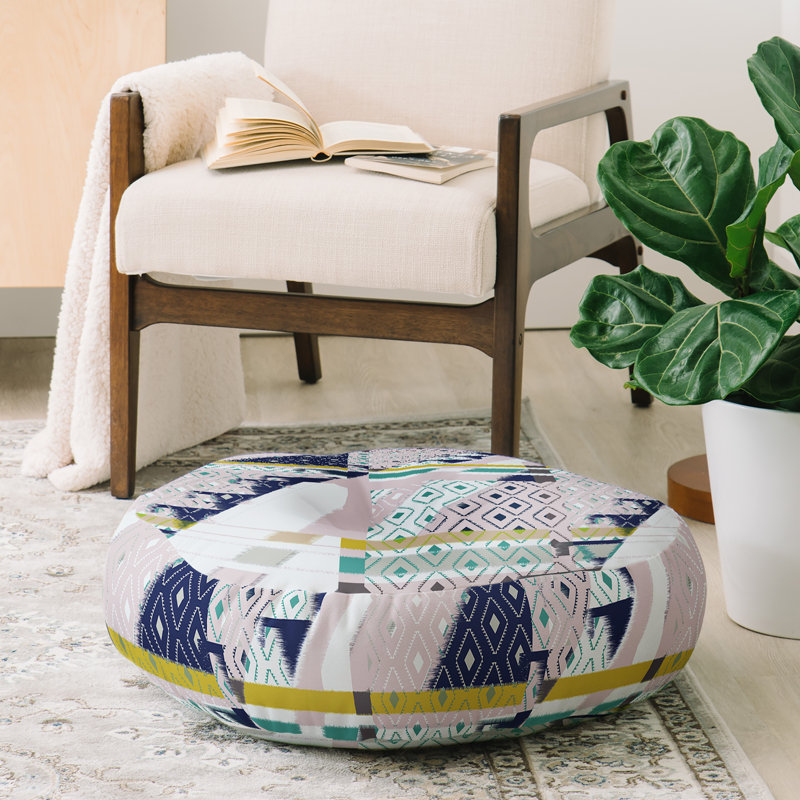 Coussin de sol rond à rayures et diamants bel lefosse design