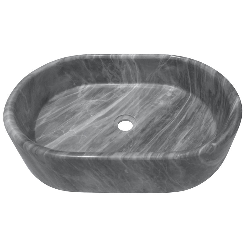 23.6" Natural Marble Bathroom Vessel Sink - Handcrafted, Polished Finish, 4 Color Variants, Luxury Design, Real Marble, 23.6X15.7X5.9 Inches