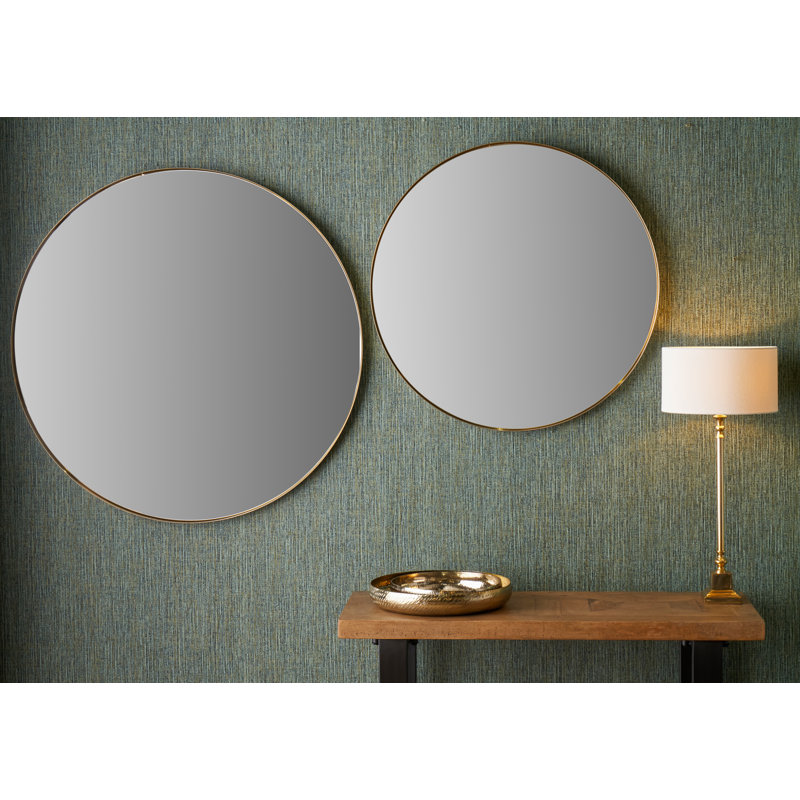 Stainless Steel Round Wall Mirror, 100cm x 100cm, Brushed Gold