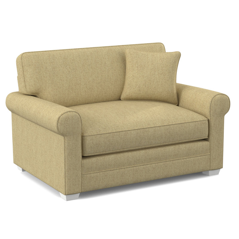 Canapé-lit simple de 57 po Bedford, Performance beige sucre; 0863-93, Matelas Air Dream, Finition blanc givré