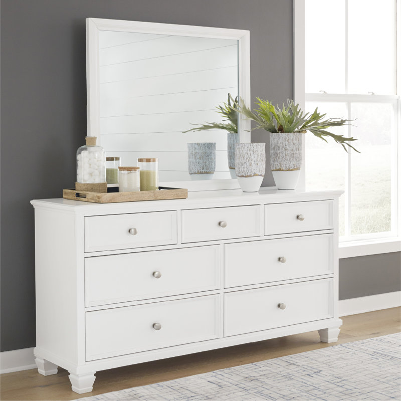 Commode et miroir Fortman, Blanc
