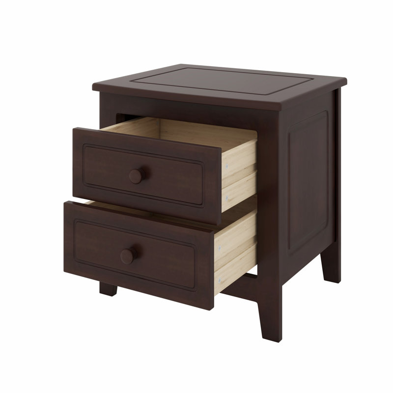 Lit plateforme et tables de chevet en bois, Noyer foncé