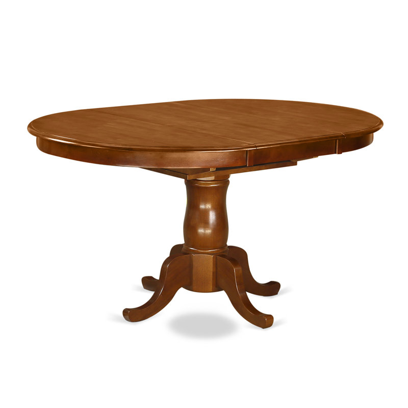 7 Piece Dining Table Set Consist of an Oval Dining Room Table with Butterfly Leaf and 6 Wood Seat Chairs, Saddle Brown
