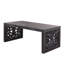 Table basse 47,2 "en bois sculpté noir massif - aspect fait à la main avec panneaux latéraux ornés