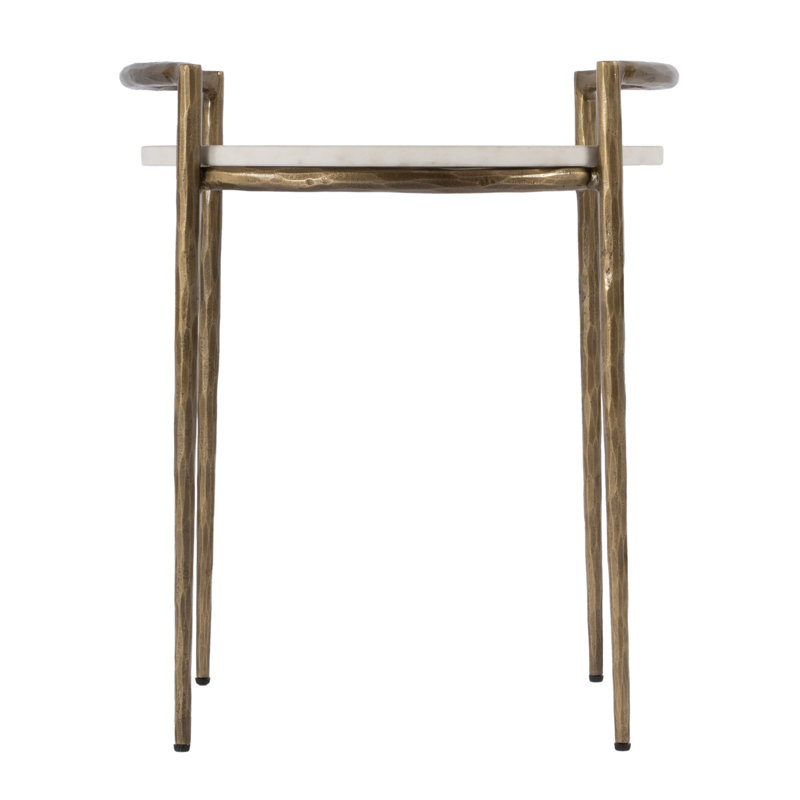 Madlyn 19 in. W Round Marble and Iron Side Table