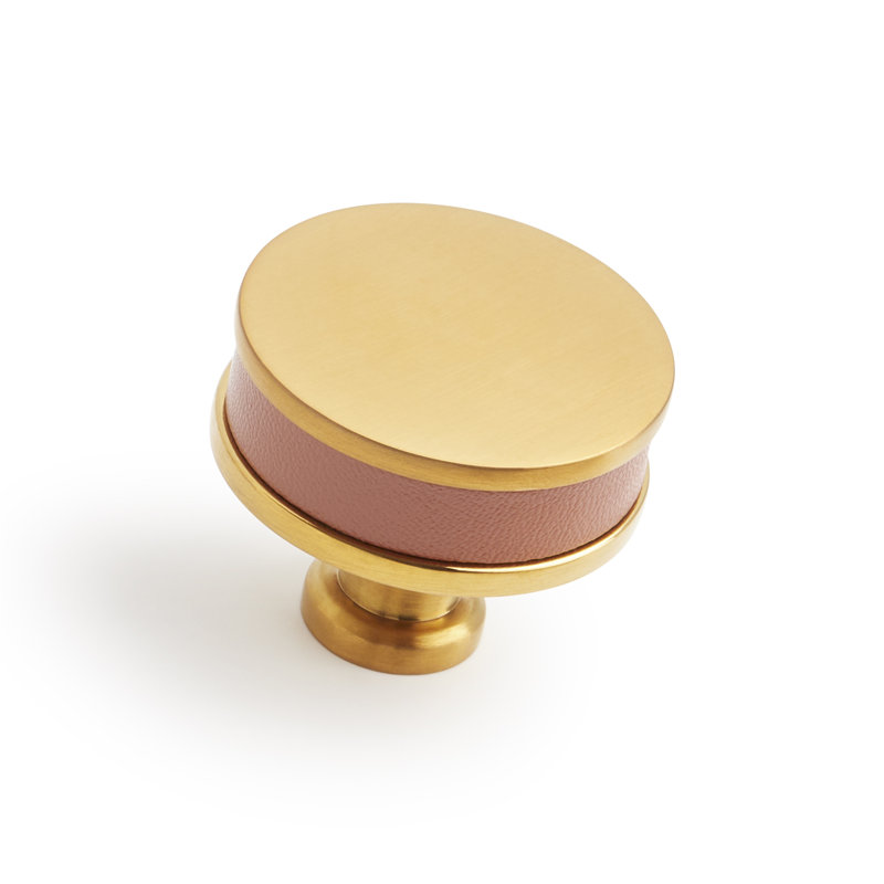 Cuir cognac à poignée ronde 1-1 / 2 "Lazzara, Or brossé