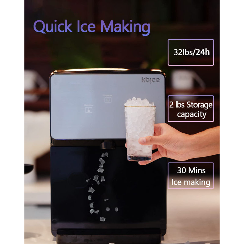 Compact Black Portable Nugget Ice Maker for Countertops