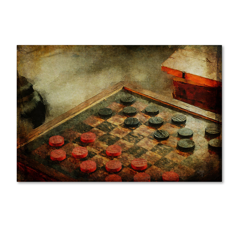 «Let Play Chequers» de Kuehn, reproduction sur toile tendue, H 12 po x l 19 po x P 2 po