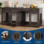 Caisse pour chien 71 po pour 2 chiens de taille moyenne de style meuble, chenil d'intérieur robuste avec 3 tiroirs de rangement coulissants, meuble télé à double porte avec système de sécurité multi-serrures
