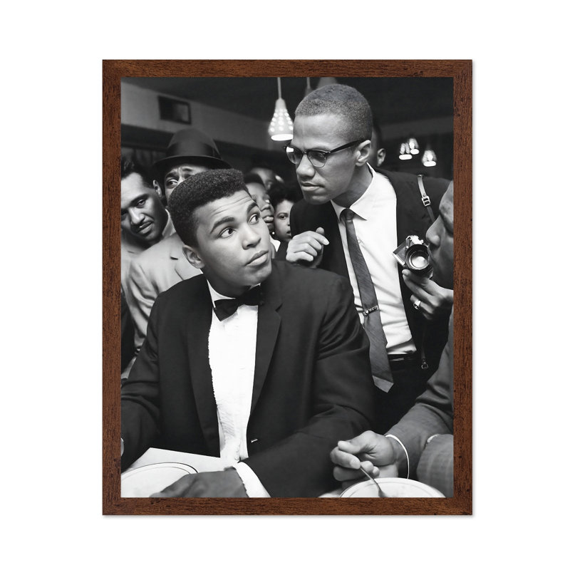 Malcolm X & Ali, Poster, 18"H x 24"W, Brown Framed