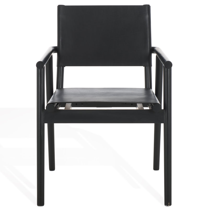 Hutson Leather Upholstered Dining Arm Chair, Black
