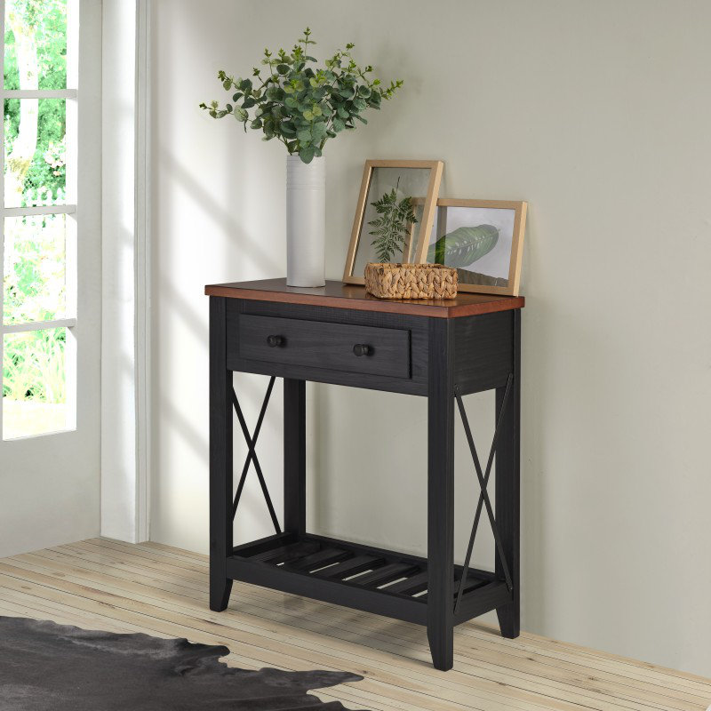 70cm Solid Wood Console Table, Black