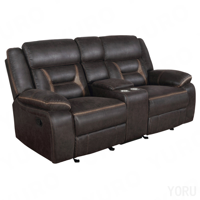 Causeuse coulissante rembourrée brune avec console