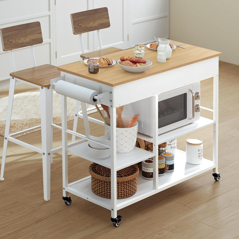 Îlot de cuisine, chariot de cuisine mobile avec rangement sur roulettes