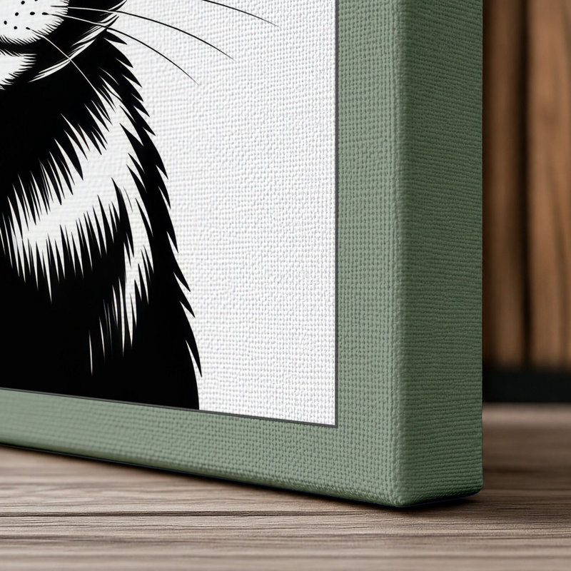 Kiss Me Cat Modern - Wrapped Canvas, 30x20 - 76.2 x 50.8 cm, Sage Border