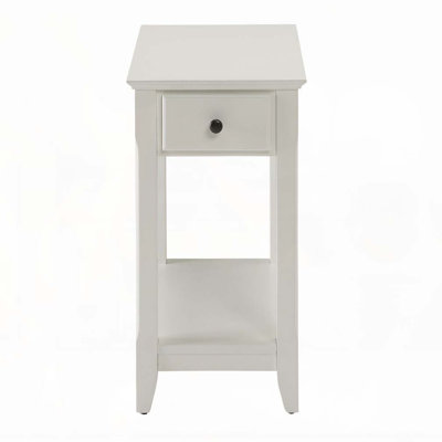 Table d'appoint blanche avec tablette inférieure