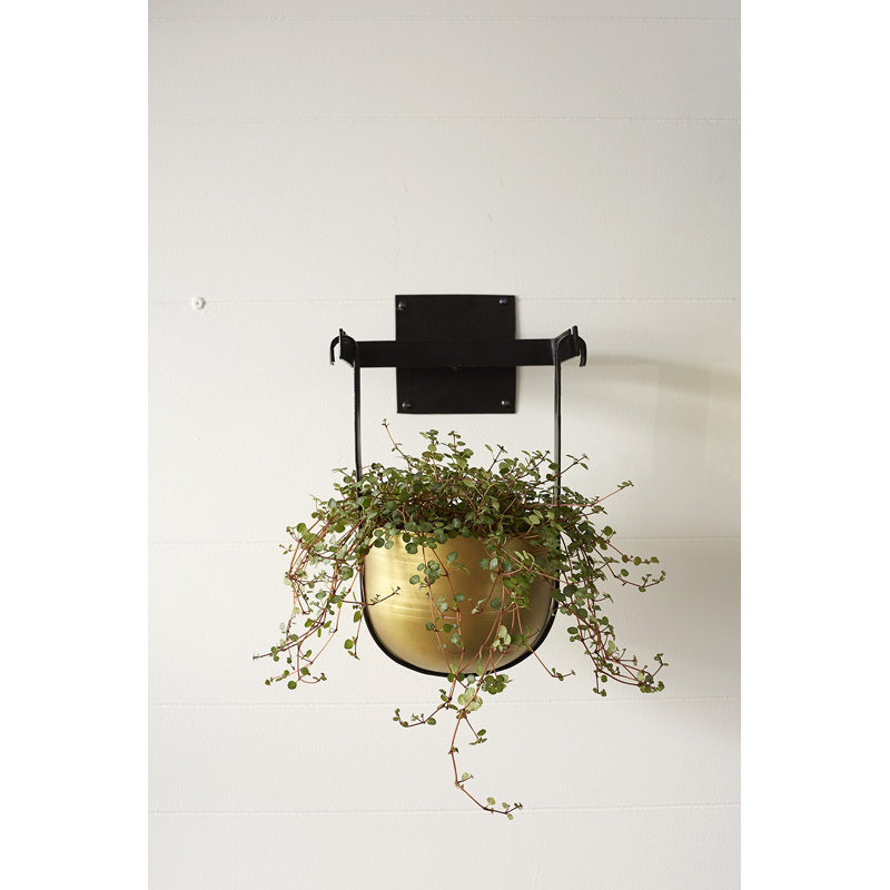Handmade Metal Hanging Planter, 13" H x 9.5" W x 8.25" D