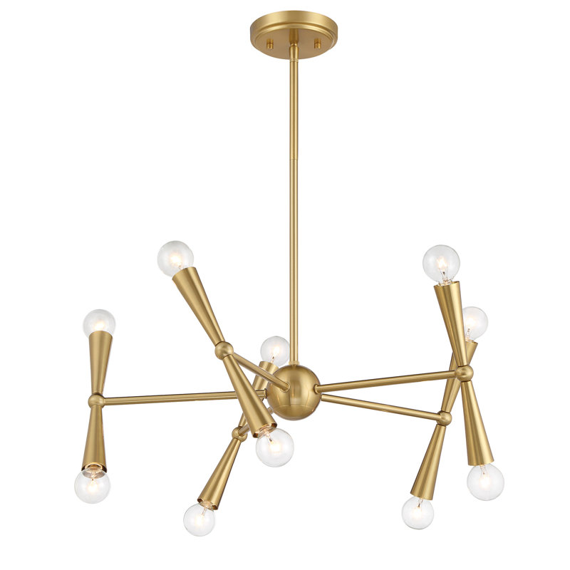 Keyiona 10-Light Chandelier, Natural Brass