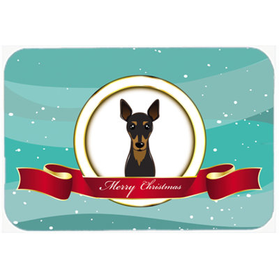 Caroline's Treasures Min Pin Merry Christmas Glass Cutting Board