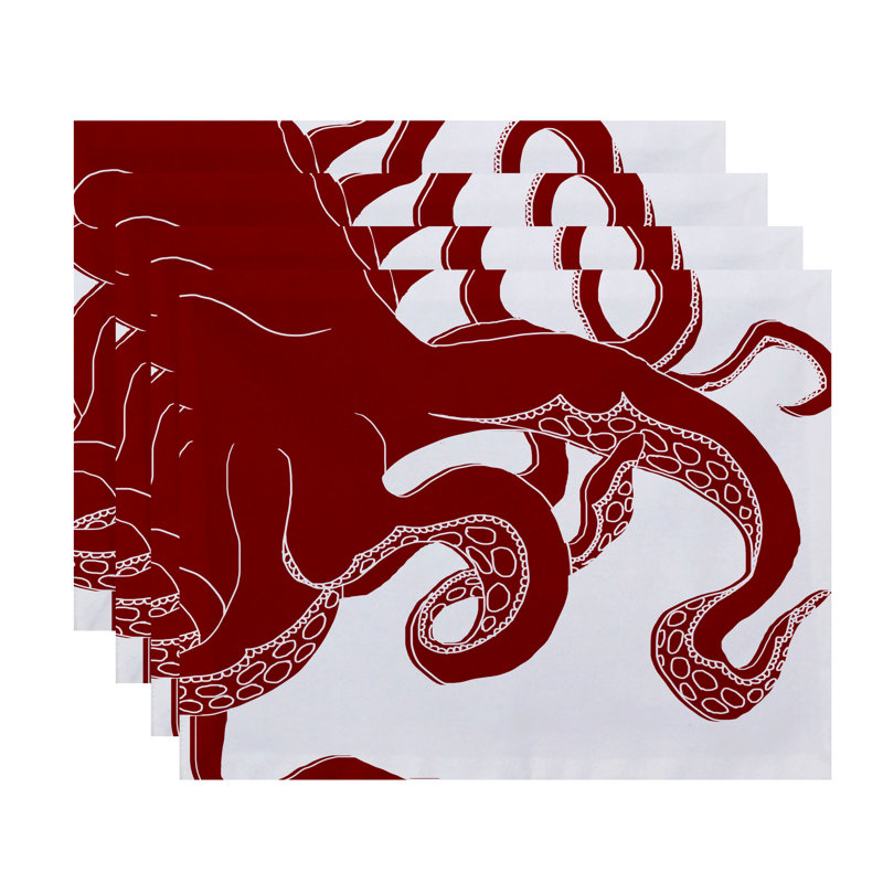 Synthia Polyester Animals/Nature Rectangle Placemat, Red