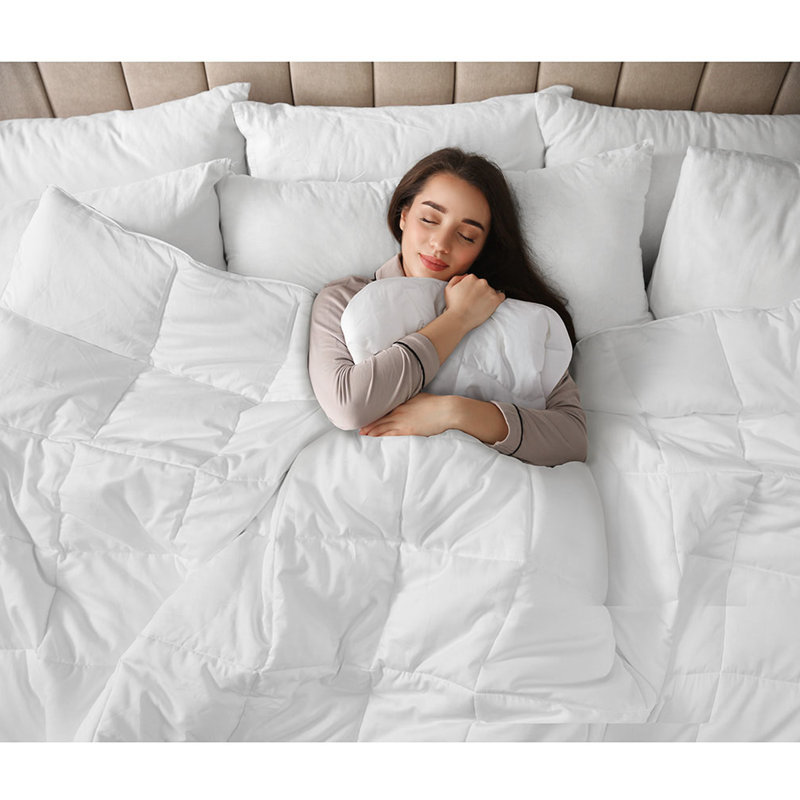 Édredon en coton double / grand avec bourre 3M, contexture de 300 fils, matelassage de boîte, boucles de coin pour housse de couette sans plumes 300Tc, attachement et endurance