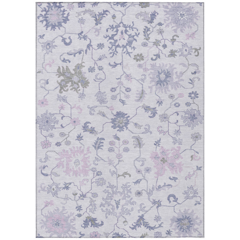 Machine Washable Indoor/Outdoor Xhevrie Lavender Rug, Rectangle 8' x 10'