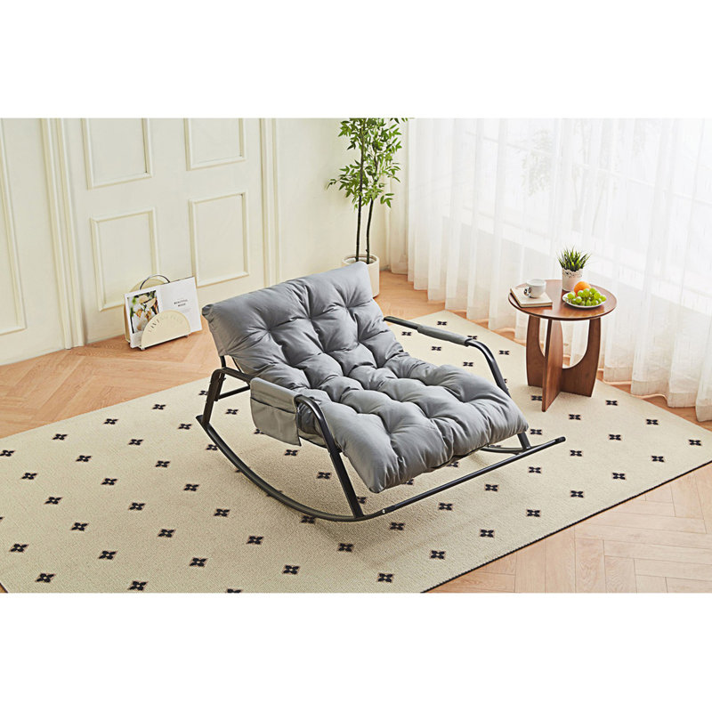 Chaise berçante, fauteuil coulissant rembourré, fauteuil inclinable, Blanc