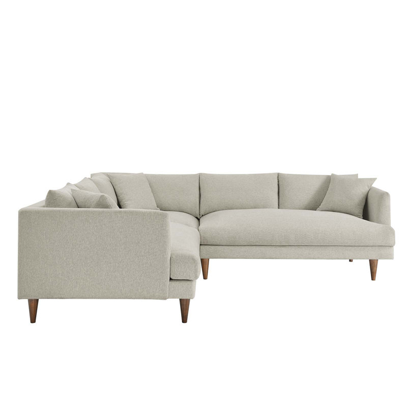 Modway Zoya 3 - Piece Upholstered Sectional, Ivory 100% Polyester