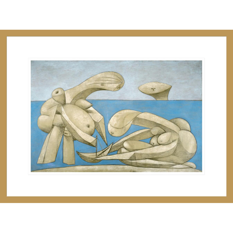 Sur la plage (baignade) par Pablo Picasso, impression giclée sur cadre, H 16,18 po x l 21,75 po