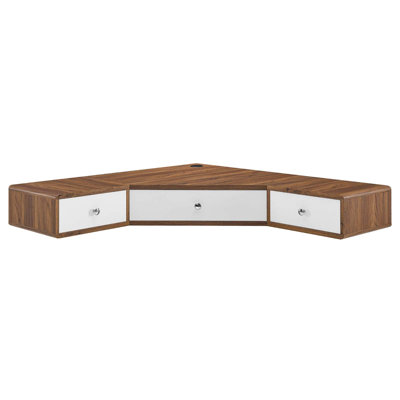 Bureau de coin mural en noyer de 47 po par Modway