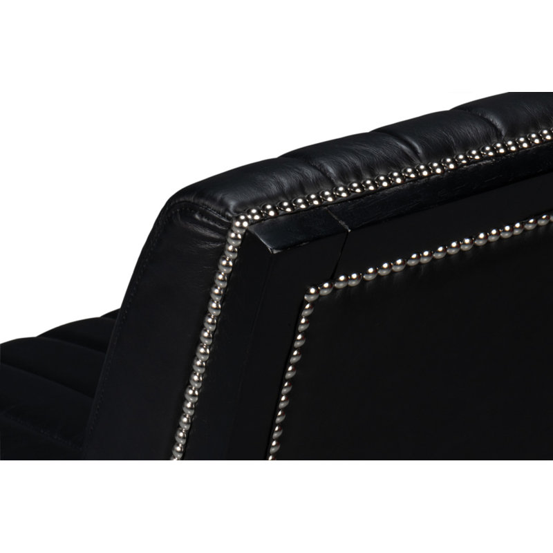 Agave Slipper Chair, Black Genuine Leather