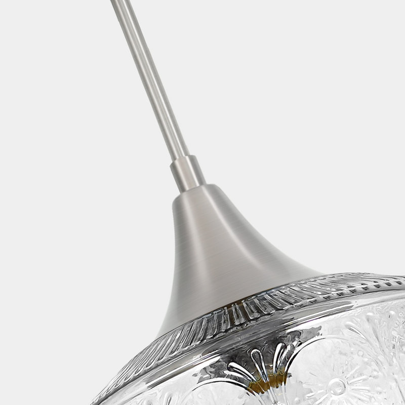1 - Light Single Pendant, Clear, Brushed Nickel