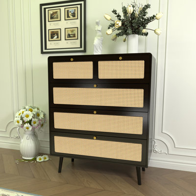 Commode moderne en rotin avec tiroirs larges