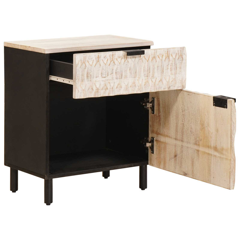 50cm W Solid Wood Bedside Table, White