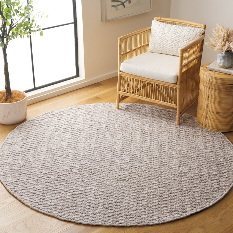 Natura Hand Loomed Pet Yarn Pile Solid Color Rug, Round 6'