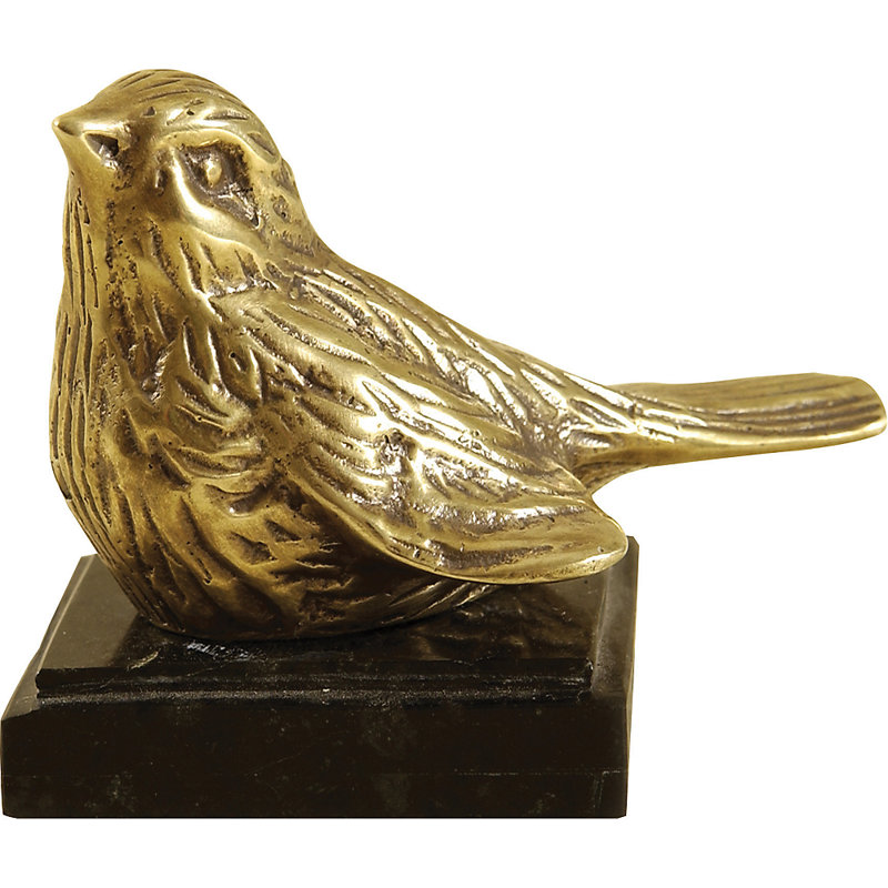 Chirp Cast Brass Bird Paperweight Figurine