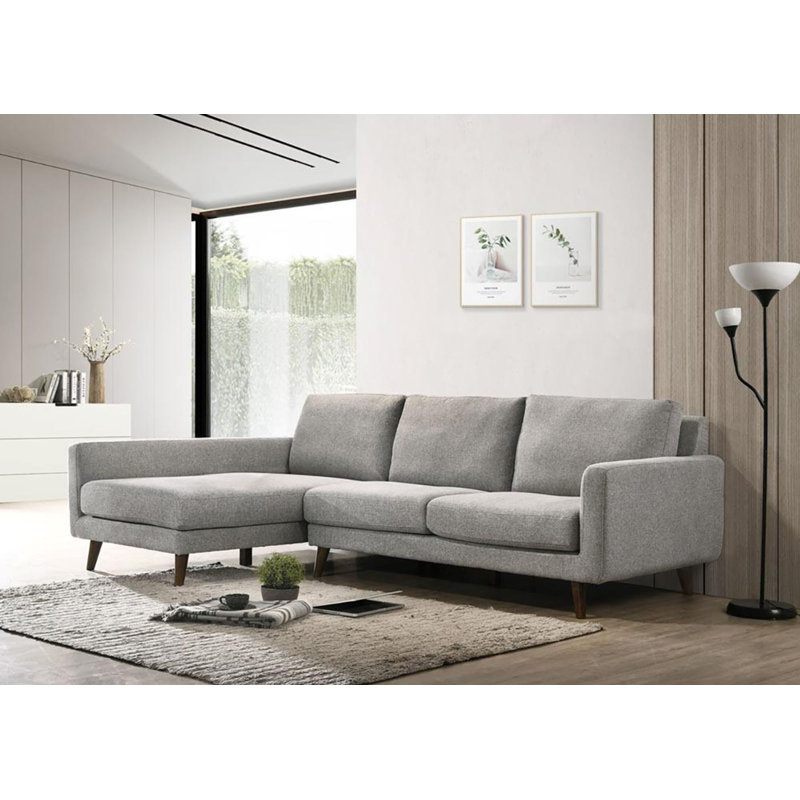 Tidore Upholstered L-Shaped Sectional, Left Hand Facing, Light Gray
