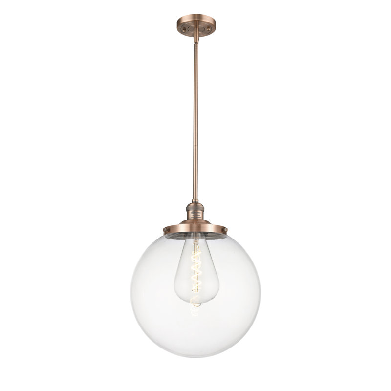Beacon 1 - Light Single Globle Pendant, Antique Copper, Clear