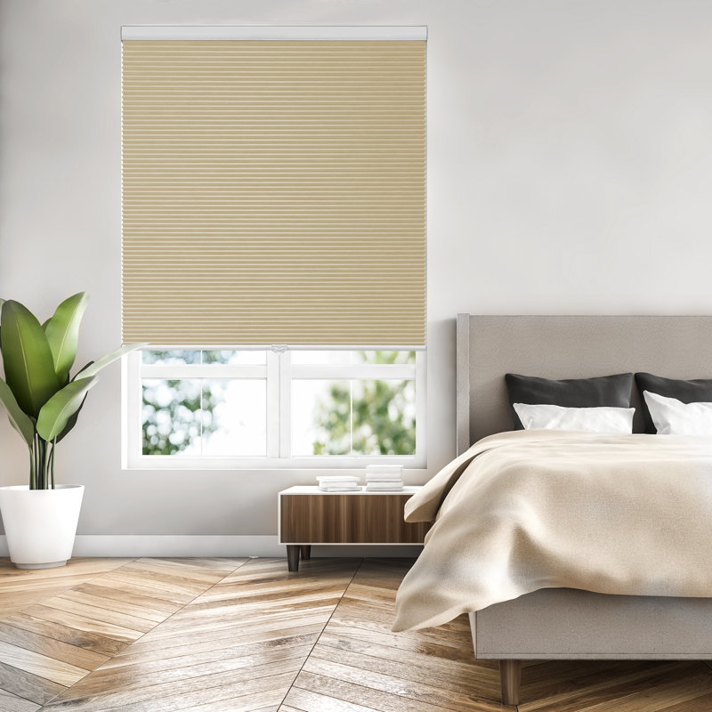 Store alvéolaire sans cordon occultant, Blanc / Beige, L 64 po x l 36 po