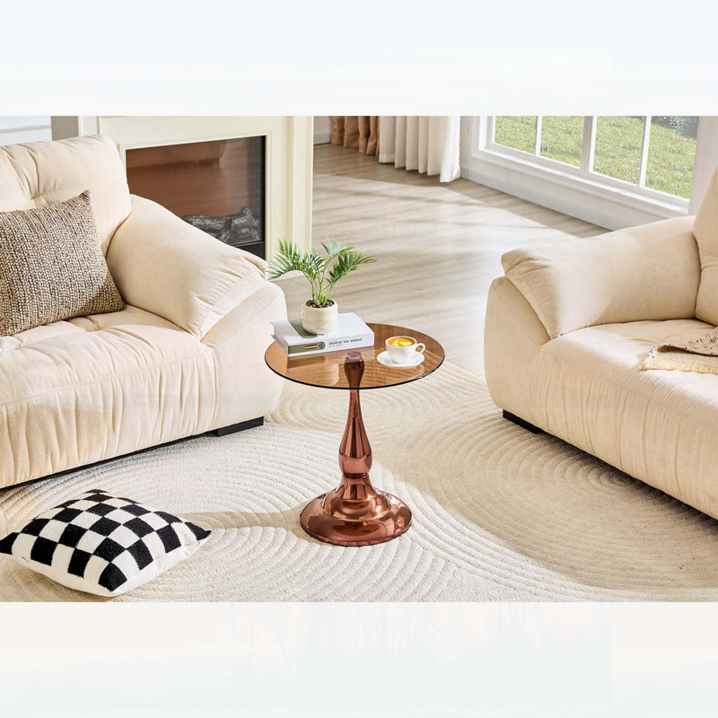 Petite table d'appoint en métal, parfaite pour les salons et les chambres, Brown,Rose Gold