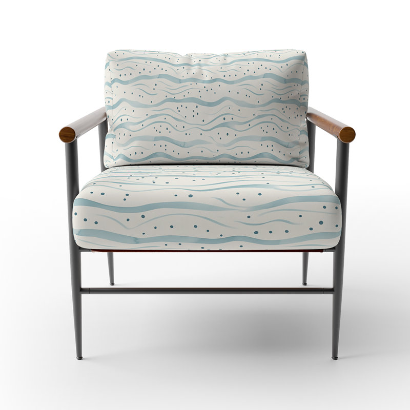 Chaise d'appoint Dots - BlueCream Blue, Bras ronds bruns