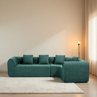 Sturdy Practical 110" Modern Curved L-Shaped Modular Sectional Sofa with High-Density Fully Compressed Sponge, 2-Piece Set, Fully Assembled Right Hand Facing, Perfect for Living Room, Lounge