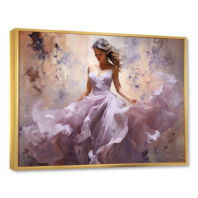 «Ballet Dance In Lilac I» sur toile, Cadre flottant doré, L 32 po x H 16 po
