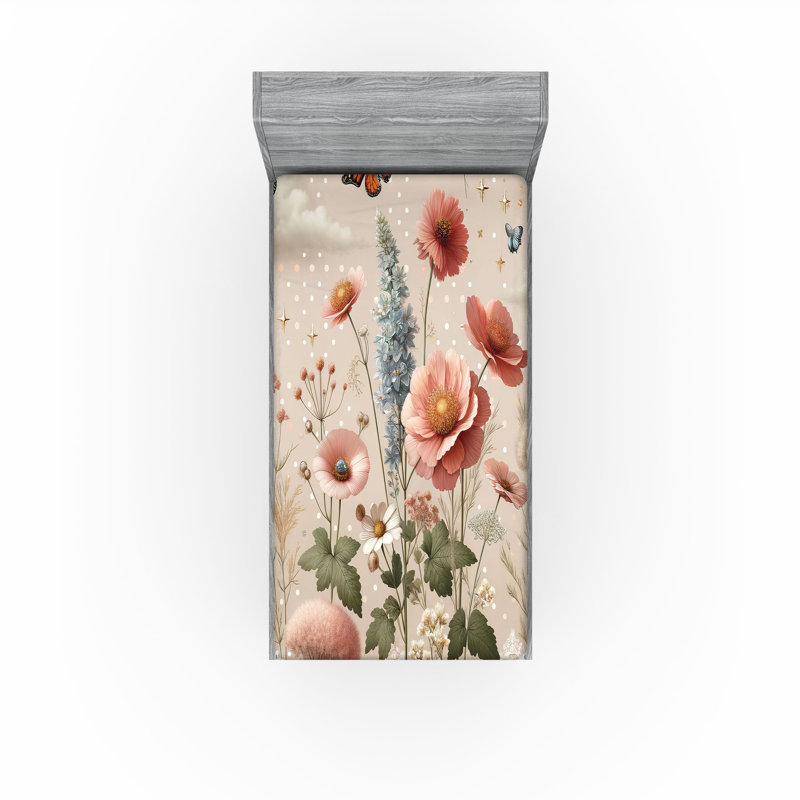 Microfiber Floral Fitted Sheet, Twin