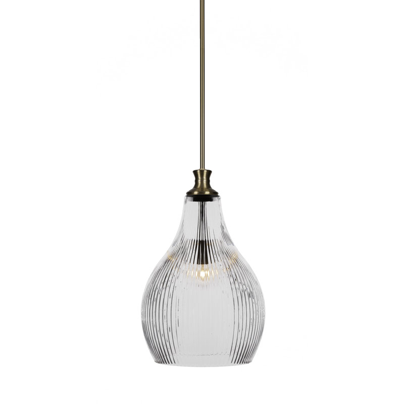Carina Stem Hung Pendant With 12.25" Glass, Frosted, New Age Brass
