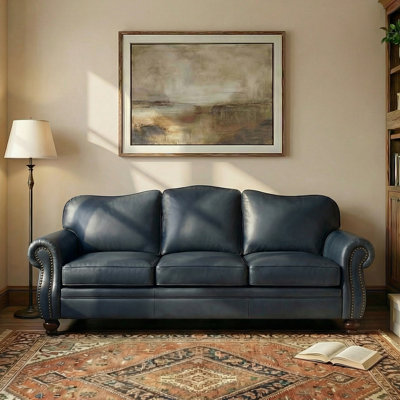 Eugene 81" Traditional Genuine Leather Sofa